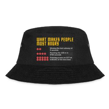 Wütendes Gesichtsraster mit fetter Typografie - Bucket Hat - Schwarz - Vorne - Lela (165cm)