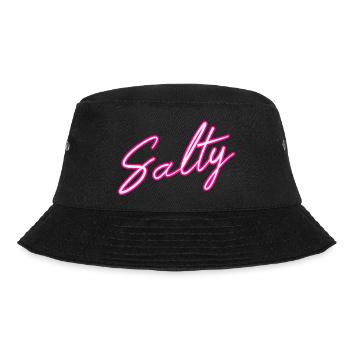Salty Salzig Schriftzug für Frauen und Männer - Bucket Hat - Schwarz - Vorne - Lela (165cm)