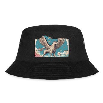 Pegasus mit Vögeln - Bucket Hat - Schwarz - Vorne - Lela (165cm)