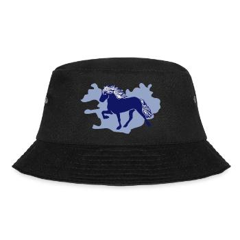 Island Pferd Reiter Reiten T shirt Grafik - Bucket Hat - Schwarz - Vorne - Lela (165cm)
