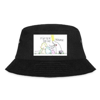 Fütter deine Träume - Bucket Hat - Schwarz - Vorne - Lela (165cm)