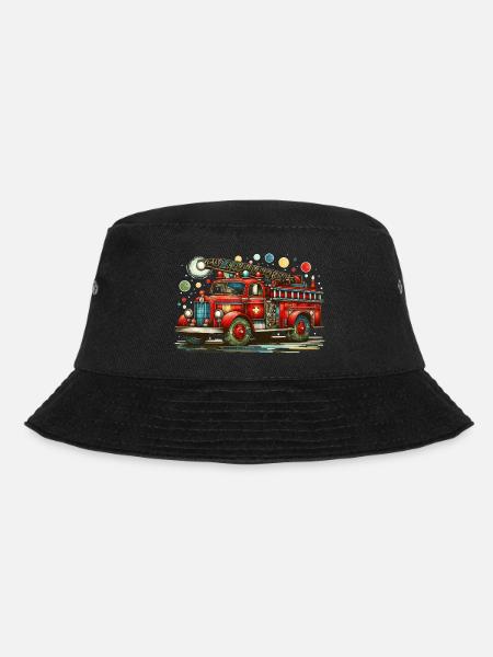 Feuerwehr-Mobil | Feuerwehrauto Regenbogenfarben - Bucket Hat - Schwarz