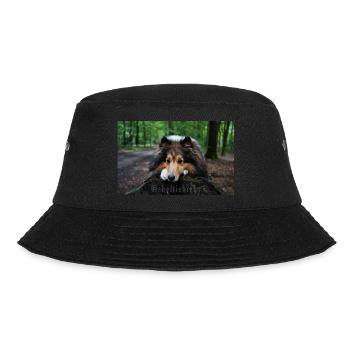 Cute dog, cute sheltie on tree trunk - Bucket Hat - black - Front - Lela (165cm)