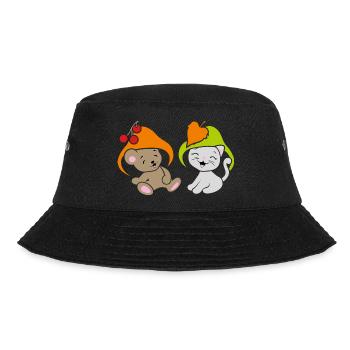 Drôle de bébé ours et chaton mignon avec chapeau champignon - Bob - noir - Devant - Lela (165cm)