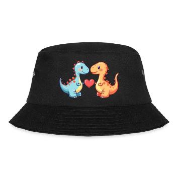 Dinosaurier brontosaurus Paar Verliebt Valentinsta - Bucket Hat - Schwarz - Vorne - Lela (165cm)