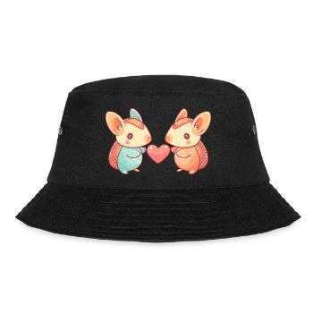 Gürteltier Paar Verliebt Valentinstag - Bucket Hat - Schwarz - Vorne - Lela (165cm)