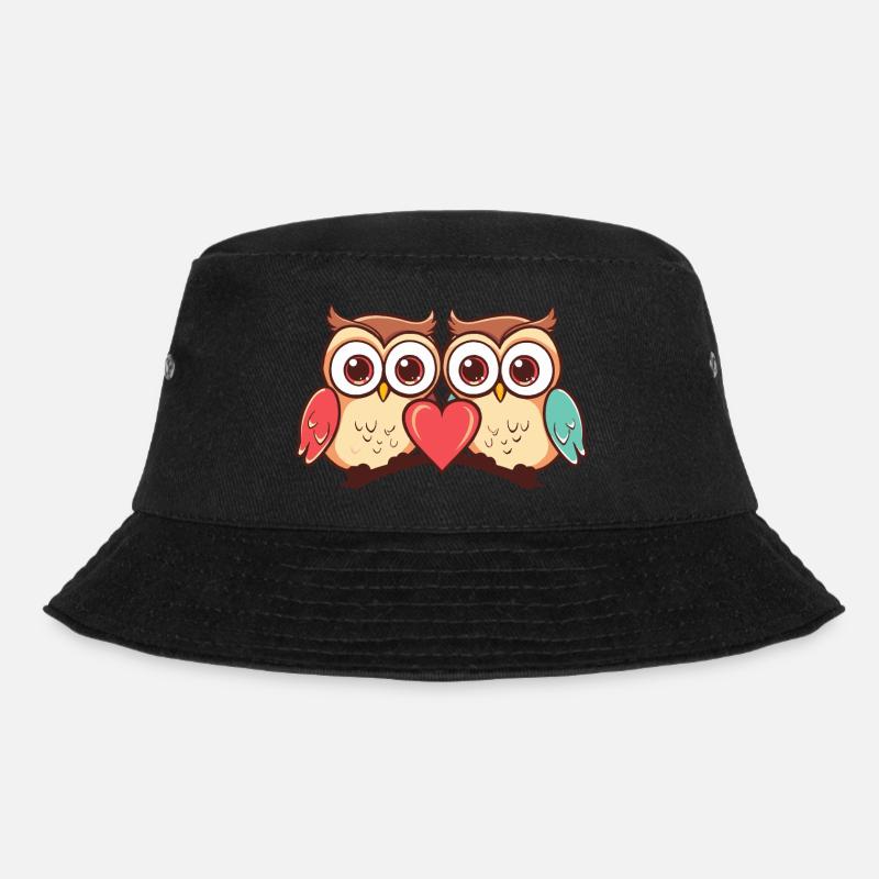 Eule Paar Paar Liebe Couple Verliebt - Bucket Hat - Schwarz