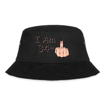 Ich bin 34 + 1 Mittelfinger Hemd Ich bin 34 plus, - Bucket Hat - Schwarz - Vorne - Lela (165cm)