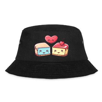 Cake Couple Cake Love Heart Valentine's Day - Bucket Hat - black - Front - Lela (165cm)