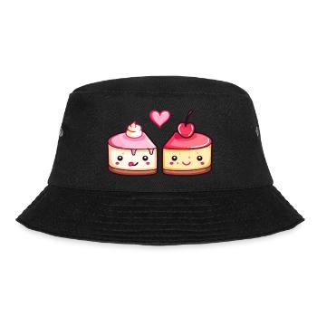 Cake Couple Cake Love Heart Funny - Bucket Hat - black - Front - Lela (165cm)