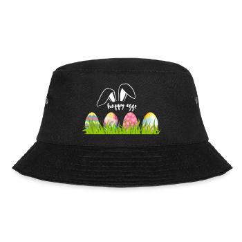 Colorful Easter eggs in a meadow and bunny ears - Bucket Hat - black - Front - Lela (165cm)