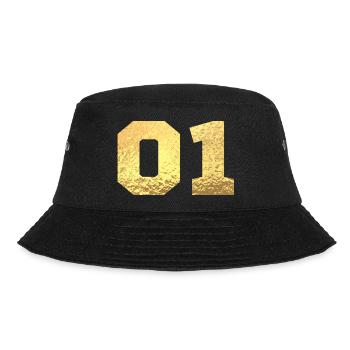 Nummer 1 Gold Glitter - 1. Jahrestag - Bucket Hat - Schwarz - Vorne - Lela (165cm)