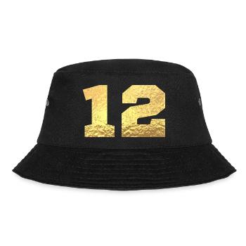 Number 12 Gold Glitter - 12th Anniversary - Bucket Hat - black - Front - Lela (165cm)