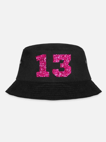 Number 13 Pink Glitter - 13th Birthday - Bucket Hat - black