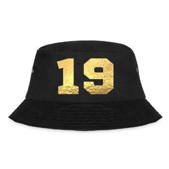 Number 19 Gold Glitter - 19th Anniversary - Bucket Hat - black - Front - Lela (165cm)