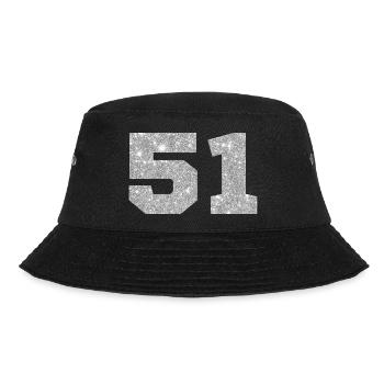 Number 51 Silver Glitter - 51st Anniversary - Bucket Hat - black - Front - Lela (165cm)
