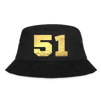 Number 51 Gold Glitter - 51st Anniversary - Bucket Hat - black - Front - Lela (165cm)