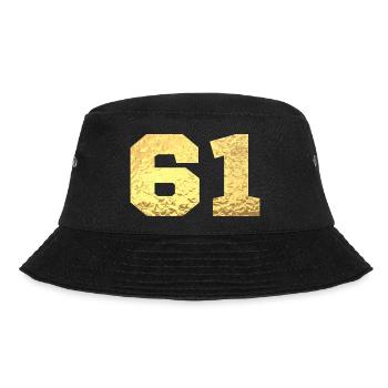 Number 61 Gold Glitter - 61st Anniversary - Bucket Hat - black - Front - Lela (165cm)