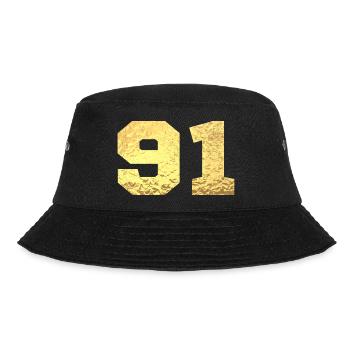Number 91 Gold Glitter - 91st Anniversary - Bucket Hat - black - Front - Lela (165cm)