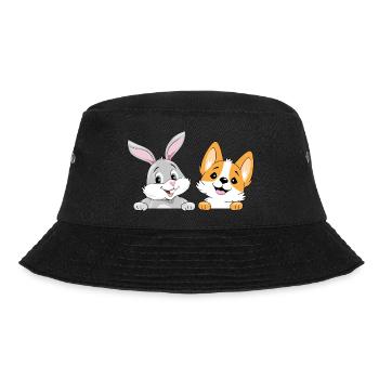 Lapin souriant et chien corgi - Bob - noir - Devant - Lela (165cm)