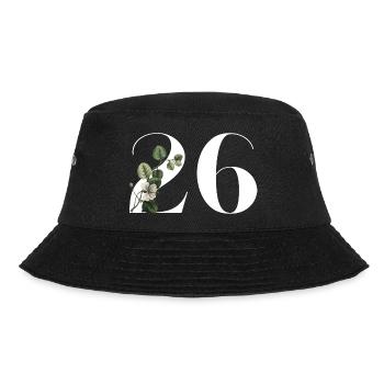 Number 26 Floral Green -26th Floral Birthday - Bucket Hat - black - Front - Lela (165cm)