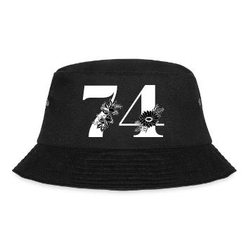Number 74 Black Floral - 74th Floral Birthday - Bucket Hat - black - Front - Lela (165cm)