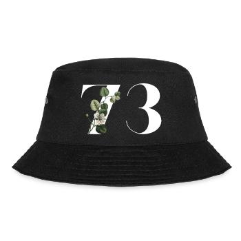 Nummer 73 Blumengrün - 73. Blumengeburtstag - Bucket Hat - Schwarz - Vorne - Lela (165cm)