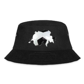 Schweiz Landkarte – echter Fußball - Bucket Hat - Schwarz - Vorne - Lela (165cm)