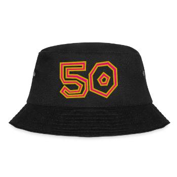 50. 50 YEARS. 50th ANNIVERSARY. 50 YEARS ANNIVERSARY. - Bucket Hat - black - Front - Lela (165cm)