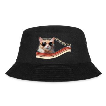 Best Cat Mom Ever - Funny Kitten with Sunglasses - Bucket Hat - black - Front - Lela (165cm)