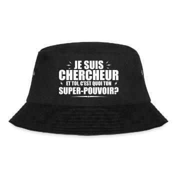 Ich bin Forscher. Was ist deine Superkraft? - Bucket Hat - Schwarz - Vorne - Lela (165cm)