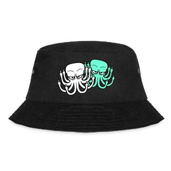 2 Oktopus Mittelfinger Beleidigung Fuck Off Team - Bucket Hat - Schwarz - Vorne - Lela (165cm)