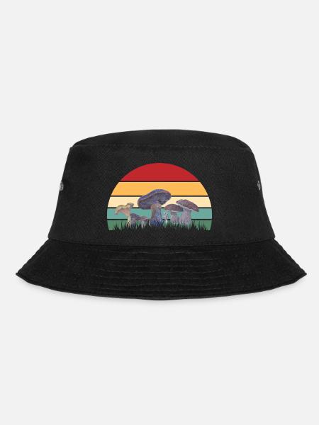 Mykologisches Sonnenuntergangsmuster - Bucket Hat - Schwarz