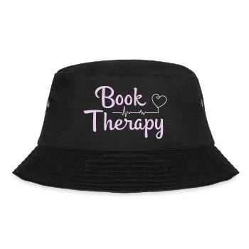 Book Therapy Bücher Lesen Spruch - Bucket Hat - Schwarz - Vorne - Lela (165cm)