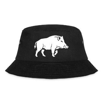 Wild Boar Silhouette Hunter Forest Vector - Bucket Hat - black - Front - Lela (165cm)