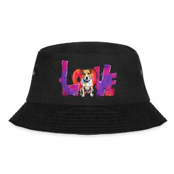 Love Dog Jack Russell Terrier Graffiti Design - Bucket Hat - Schwarz - Vorne - Lela (165cm)
