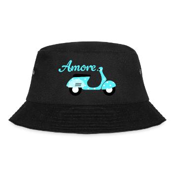 Roller Amore Italien Vintage Retro Dots Punkte Fan - Bucket Hat - Schwarz - Vorne - Lela (165cm)