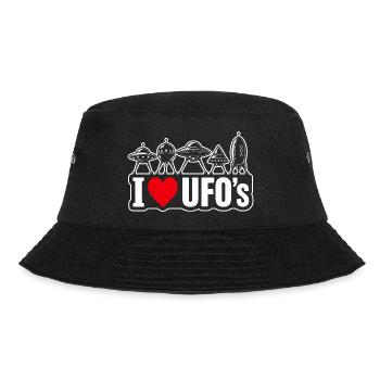 I Love UFOs Ufo Fan Außerirdische Flugobjekte - Bucket Hat - Schwarz - Vorne