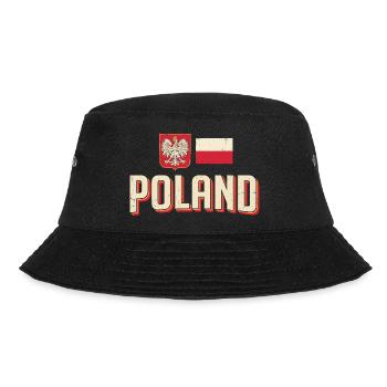 Polen Emblem Retro Flagge - Bucket Hat - Schwarz - Vorne