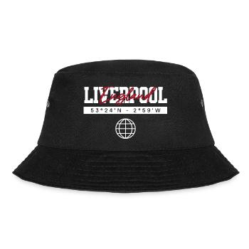 Liverpool England Koordinaten Reise Souvenir - Bucket Hat - Schwarz - Vorne