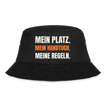 Sauna Humor: Mein Platz, mein Handtuch - Bucket Hat - Schwarz - Vorne