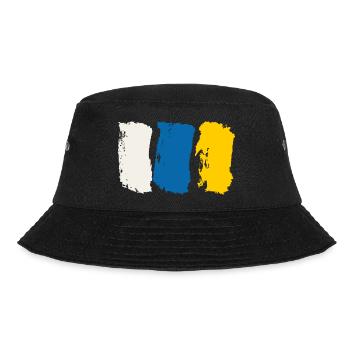 Kanarische Inseln Flagge - Pinselstriche - Bucket Hat - Schwarz - Vorne