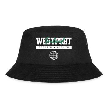 Westport Irland Koordinaten Reise Souvenir - Bucket Hat - Schwarz - Vorne