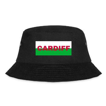 Cardiff City in Wales Flagge Vereinigtes Königreich - Bucket Hat - Schwarz - Vorne - Lela (165cm)