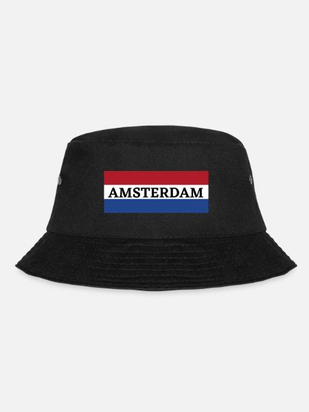 Amsterdam Stadt in niederländischer Flagge - Bucket Hat - Schwarz