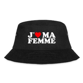 J'aime Ma Femme Cadeau Homme Marié Coeur Rouge - Bob - noir - Devant - Lela (165cm)