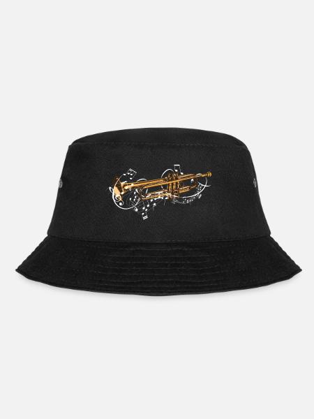 Musik mit Trompete als Blasinstrument und Noten - Bucket Hat - Schwarz