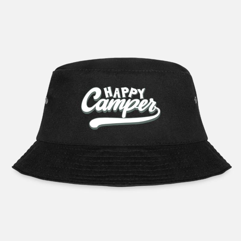 Campingspruch Happy Camper - Bucket Hat - Schwarz