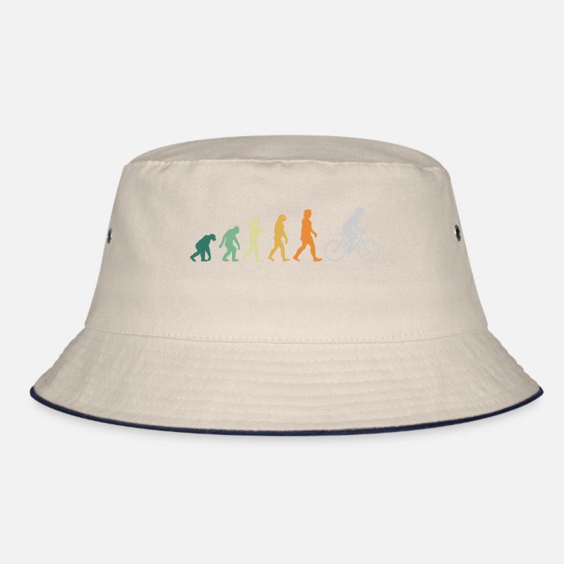 Biking - Evolution Man Retro Vintage Bucket Hat