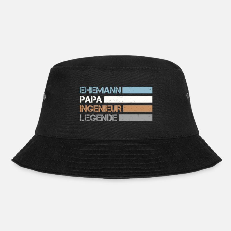 Retro Ehemann Papa Ingenieur Legende - Bucket Hat - Schwarz